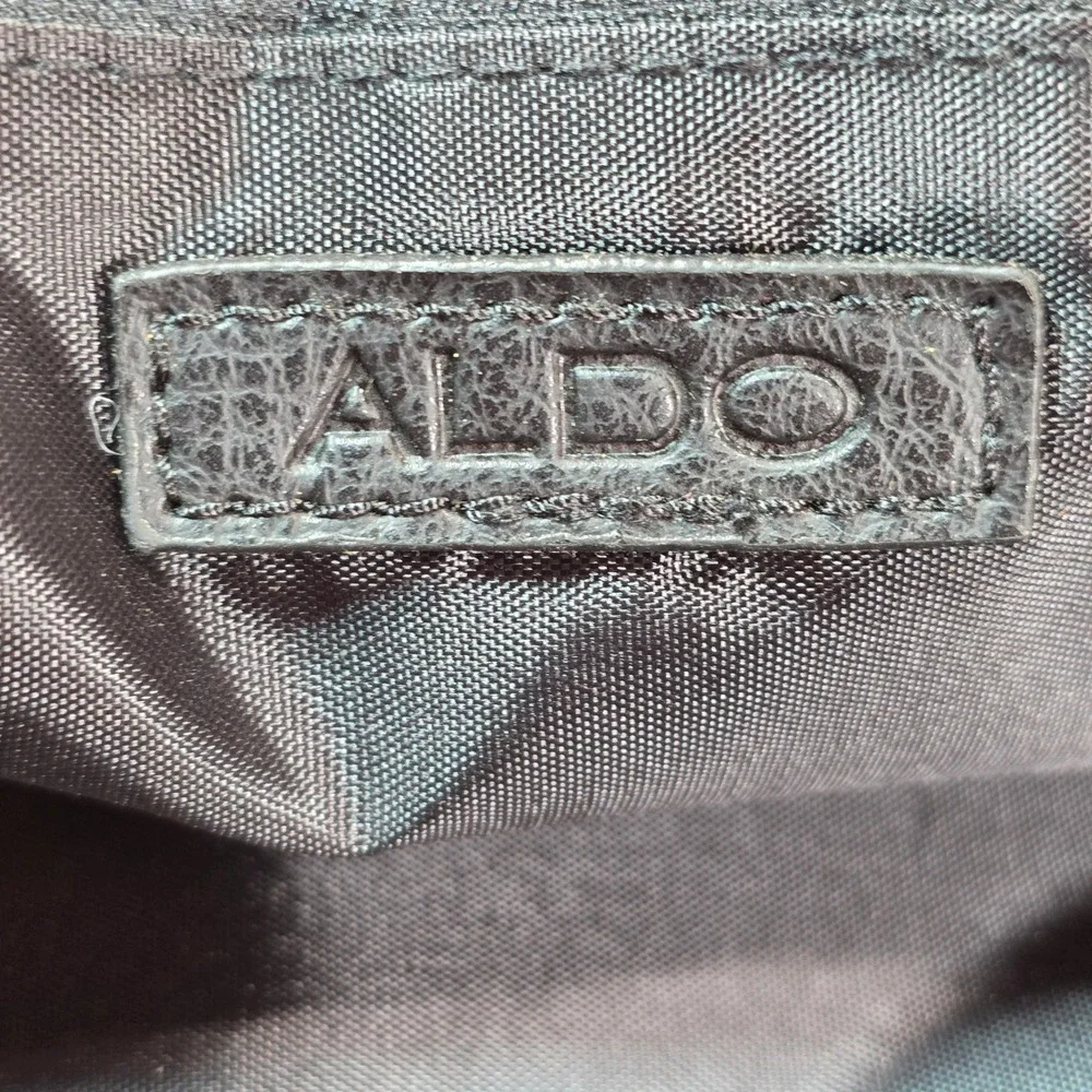 Aldo Mens Black Leather Slim Bag Briefcase Stylish Business Casual